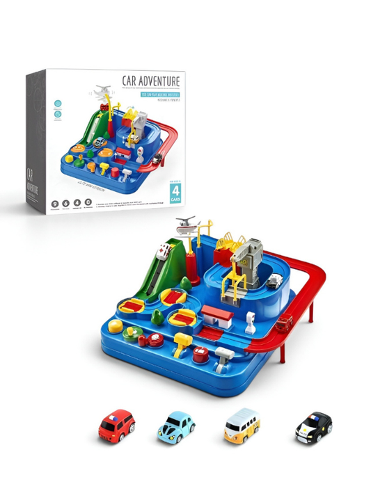 Interactive Car Adventure Rescue Race Track Toy Set | 6-Button Mechanical Educational Puzzle Game for Kids TV5600.
