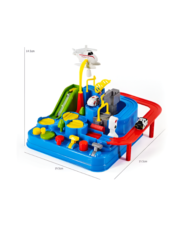 Interactive Car Adventure Track Toy Set with Magnetic Helicopter & Mini Rescue Vehicles MD405.