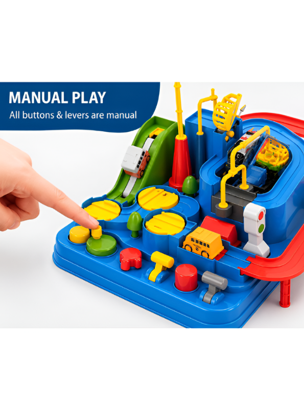 Interactive Car Adventure Track Toy Set with Magnetic Helicopter & Mini Rescue Vehicles MD405.