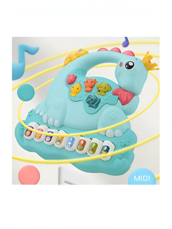 Interactive Dinosaur Piano Toy for Toddlers, Musical Electronic Organ with Animal Sounds, 8 Numbered Keys & 3 Play Modes NX13788.
