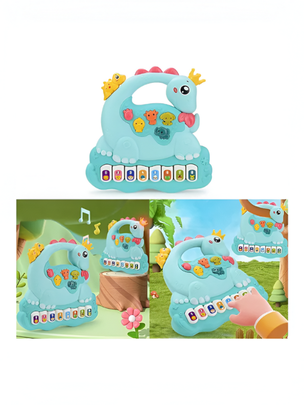 Interactive Dinosaur Piano Toy for Toddlers, Musical Electronic Organ with Animal Sounds, 8 Numbered Keys & 3 Play Modes NX13788.
