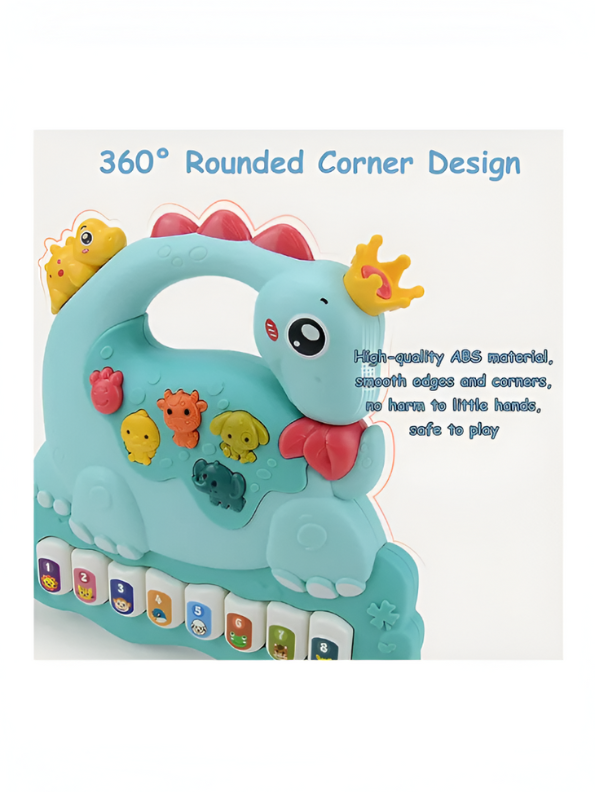 Interactive Dinosaur Piano Toy for Toddlers, Musical Electronic Organ with Animal Sounds, 8 Numbered Keys & 3 Play Modes NX13788.