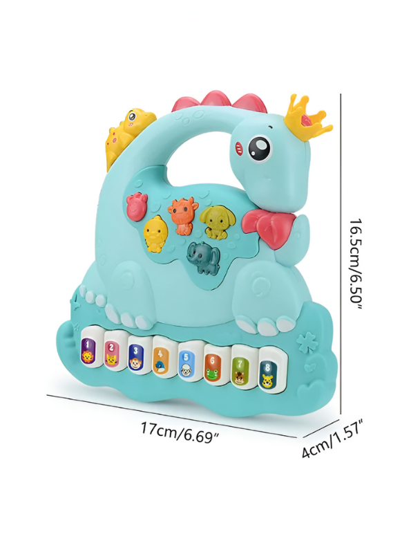 Interactive Dinosaur Piano Toy for Toddlers, Musical Electronic Organ with Animal Sounds, 8 Numbered Keys & 3 Play Modes NX13788.