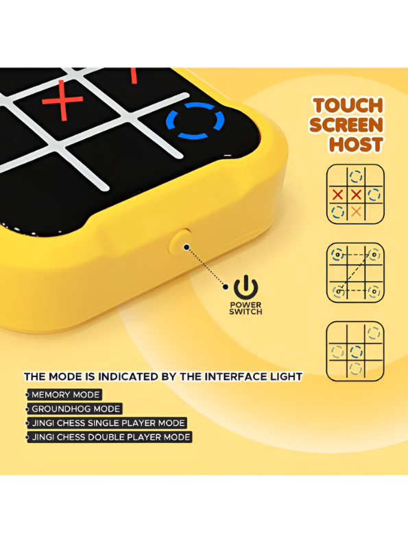 Interactive Electronic Tic-Tac-Toe Game with Touch Screen  2-Player Handheld Brain Teaser Puzzle & Memory Training Toy  Portable Travel Game for Kids TV5893