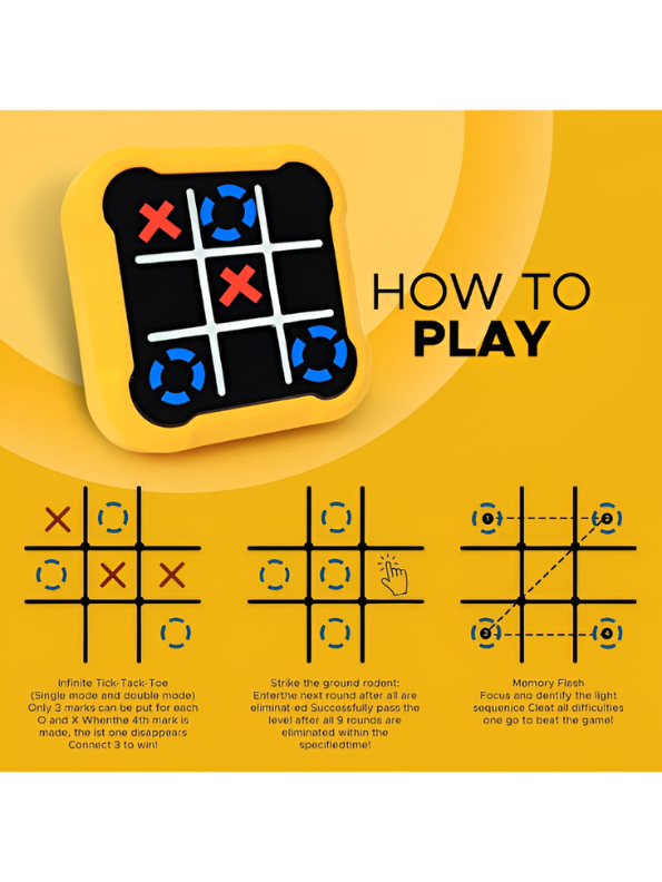 Interactive Electronic Tic-Tac-Toe Game with Touch Screen  2-Player Handheld Brain Teaser Puzzle & Memory Training Toy  Portable Travel Game for Kids TV5893