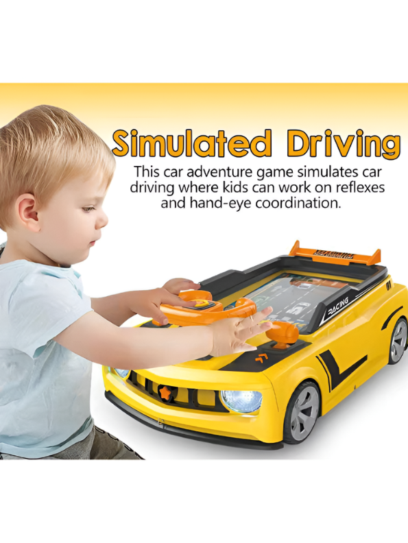 Interactive Kids Driving Simulator Toy Car – Adventure Racing Game with Steering Wheel, Lights & Sounds, Inertial Pull-Back Toy Car for Toddlers TV1436