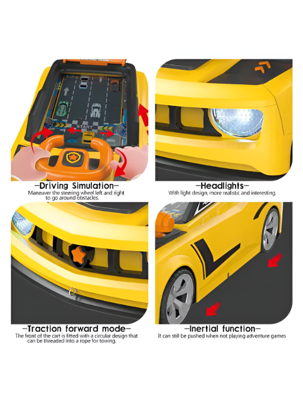 Interactive Kids Driving Simulator Toy Car – Adventure Racing Game with Steering Wheel, Lights & Sounds, Inertial Pull-Back Toy Car for Toddlers TV1436