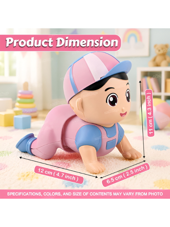 Interactive Musical Crawling Baby Toy - Pink Electronic Walking & Wiggling Development Toy for Toddlers TV3735.