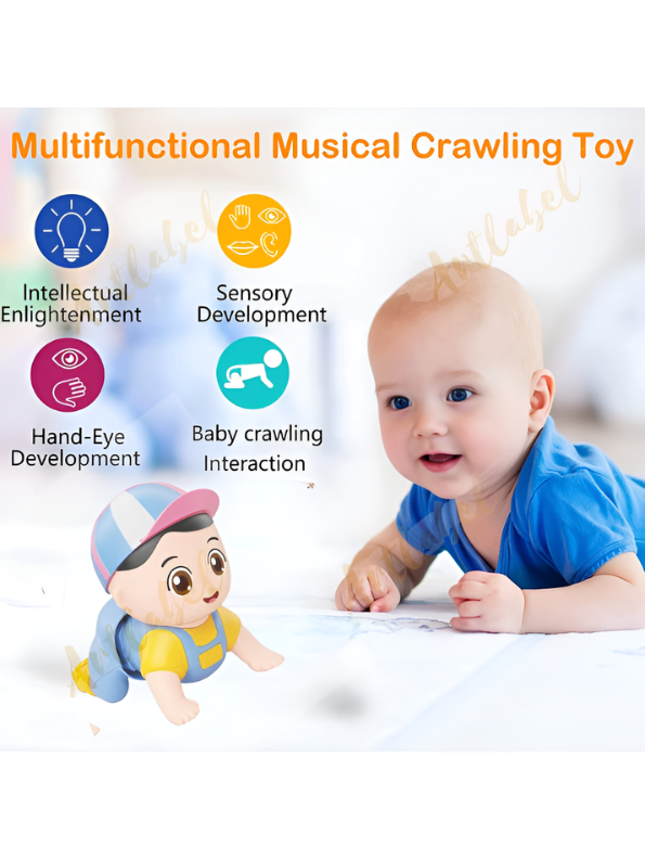 Interactive Musical Crawling Baby Toy - Blue Electronic Walking & Wiggling Development Toy for Toddlers TV3735.
