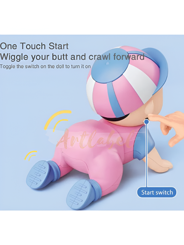 Interactive Musical Crawling Baby Toy - Pink Electronic Walking & Wiggling Development Toy for Toddlers TV3735.
