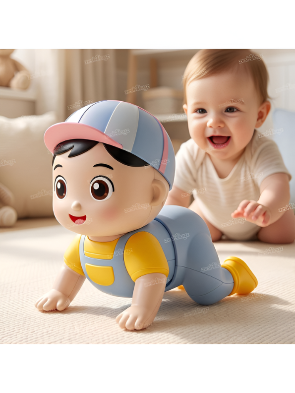 Interactive Musical Crawling Baby Toy - Blue Electronic Walking & Wiggling Development Toy for Toddlers TV3735.