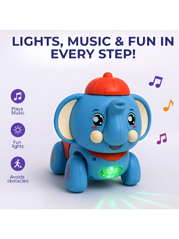 Interactive Musical Blue Elephant Toy with LED Lights – Educational Walking & Singing Elephant for Toddlers & Kids (Age 3+) TV5705