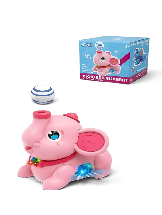 Interactive Pink Elephant Airfloat Toy with 2 Floating Balls – Automatic Bumping & Direction Changing Walking Animal Toy TV7248