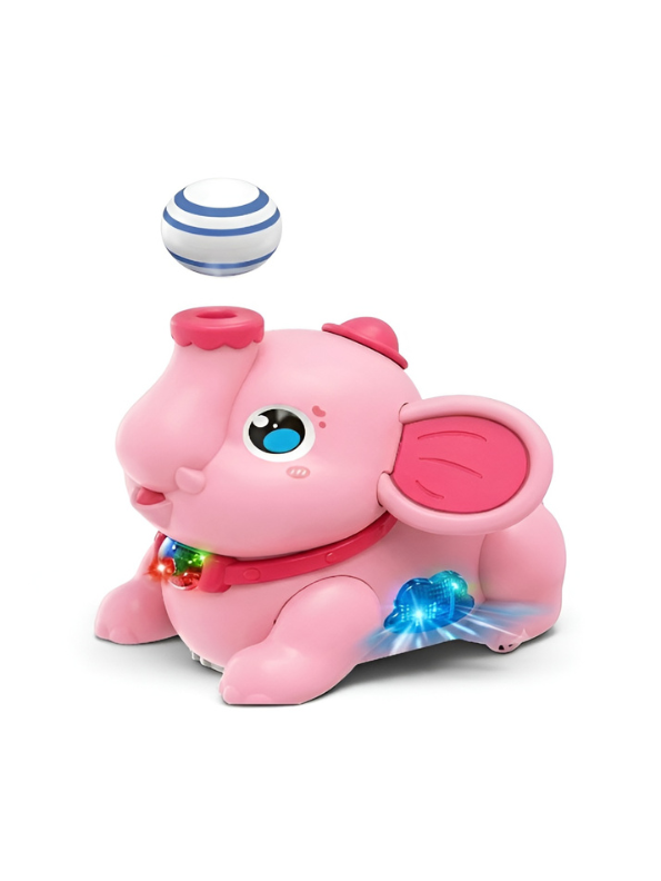 Interactive Pink Elephant Airfloat Toy with 2 Floating Balls – Automatic Bumping & Direction Changing Walking Animal Toy TV7248