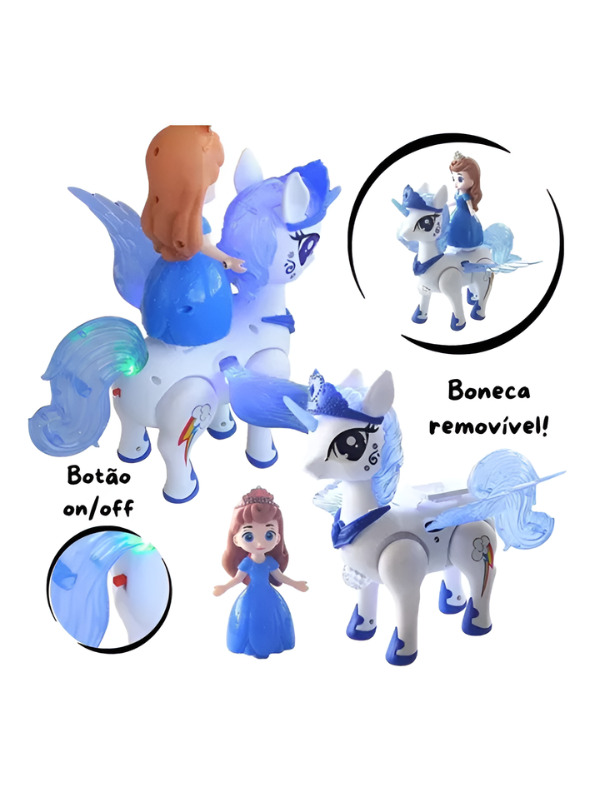 Interactive Princess & Flying Pegasus Toy Set – Walking, Sitting & Standing Electric Magical Unicorn Pony with Lights and Music for Girls TV7392