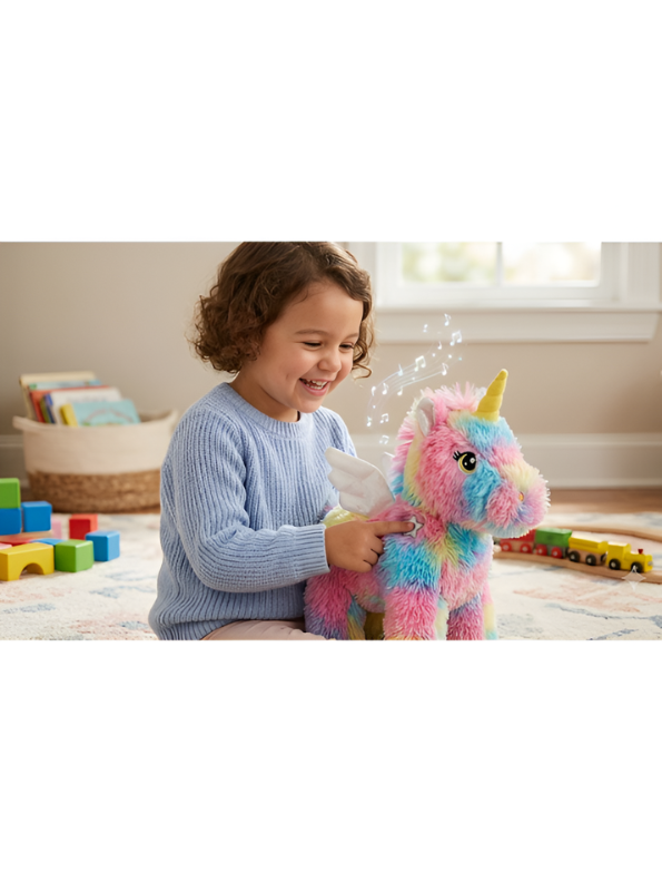 Interactive Rainbow Unicorn Plush Musical Toy for Kids – Walking Electronic Stuffed Animal with Sound Effects, Motion & Wings | Cute Soft Toy Gift for Toddlers, Girls & Boys TV5752
