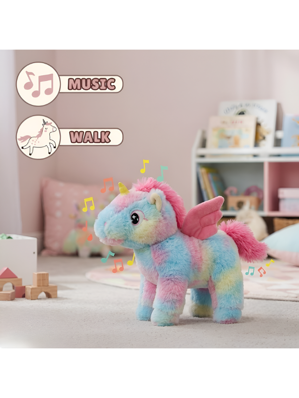 Interactive Rainbow Unicorn Plush Musical Toy for Kids – Walking Electronic Stuffed Animal with Sound Effects, Motion & Wings | Cute Soft Toy Gift for Toddlers, Girls & Boys TV5752