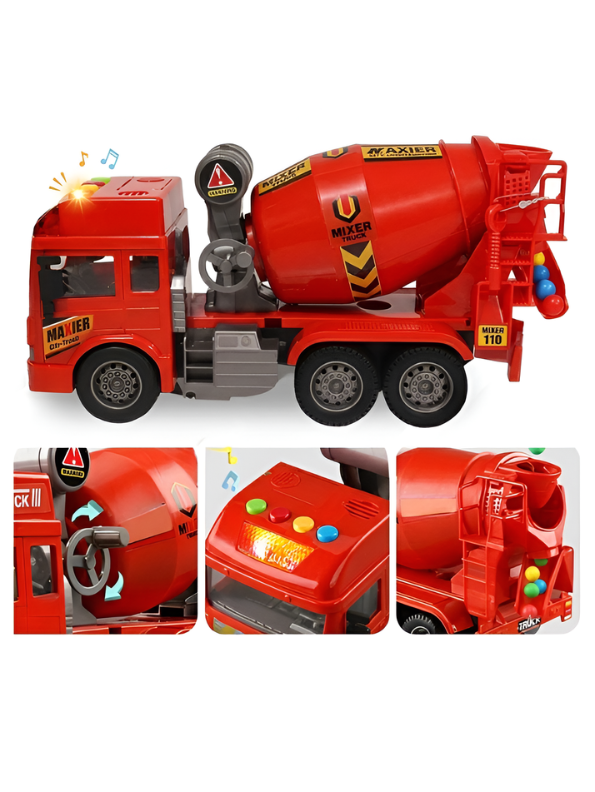 Interactive Red Toy Cement Mixer Truck for Toddlers with Lights & Sound LMI16920