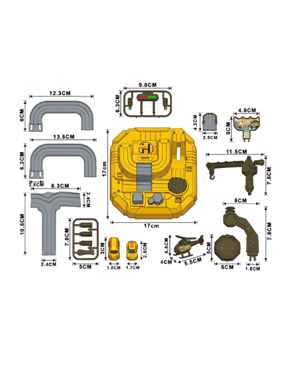 Interactive Rail Car Adventure Toy Set - 2-in-1 Rescue Track Playset with Crane, Helicopter & Mini Cars MD217.
