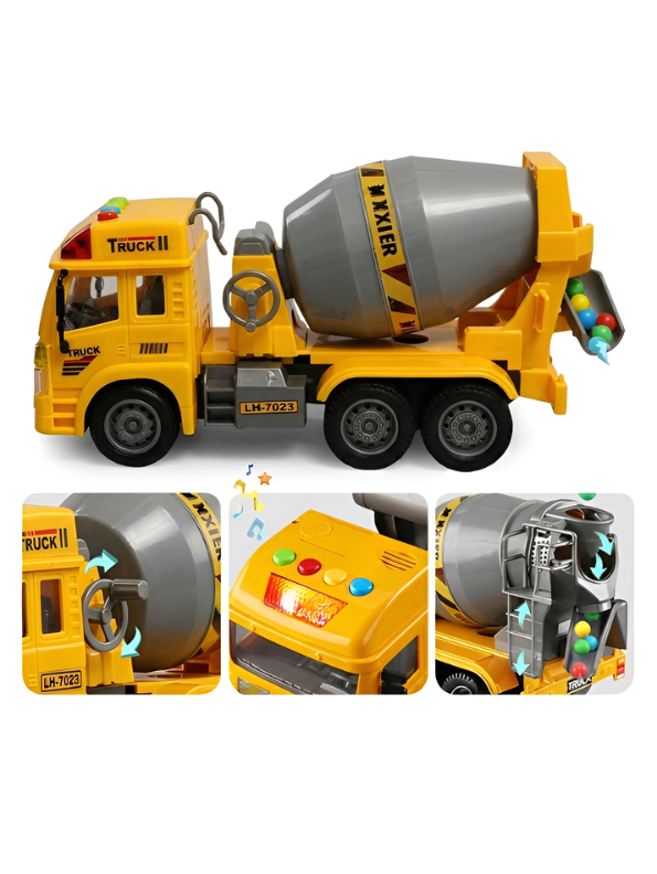 Interactive yellow Toy Cement Mixer Truck for Toddlers with Lights & Sound LMI16920