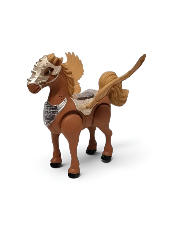 Iron Warrior Battery Operated Walking Pegasus Toy – Electric Mythical Winged Horse Action Figure with Lights, Sound & Armor, Brown (Ages 3+) TV2914
