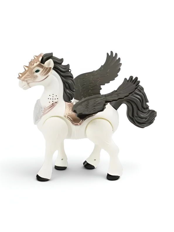 Iron Warrior Battery Operated Walking Pegasus Toy – Electric Mythical Winged Horse Action Figure with Lights, Sound & Armor, White (Ages 3+) TV2914