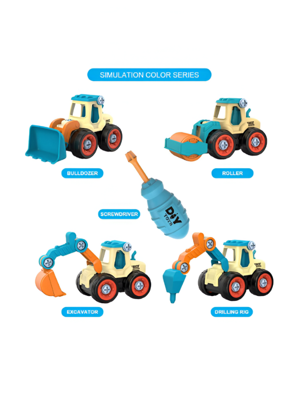 Blue - JCB Excavator Toy Set for Kids – Pack of 4 Construction Vehicles with Screwdriver – Build & Play Trucks for Boys & Girls LMI11185.