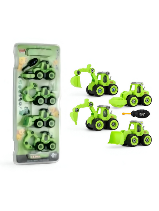 Green - JCB Excavator Toy Set for Kids – Pack of 4 Construction Vehicles with Screwdriver – Build & Play Trucks for Boys & Girls LMI11185.