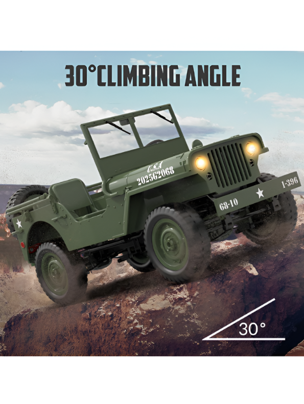 JJRC C8815 RC Military Jeep, Off-Road Crawler with LED Lights & Rechargeable Battery MD540.