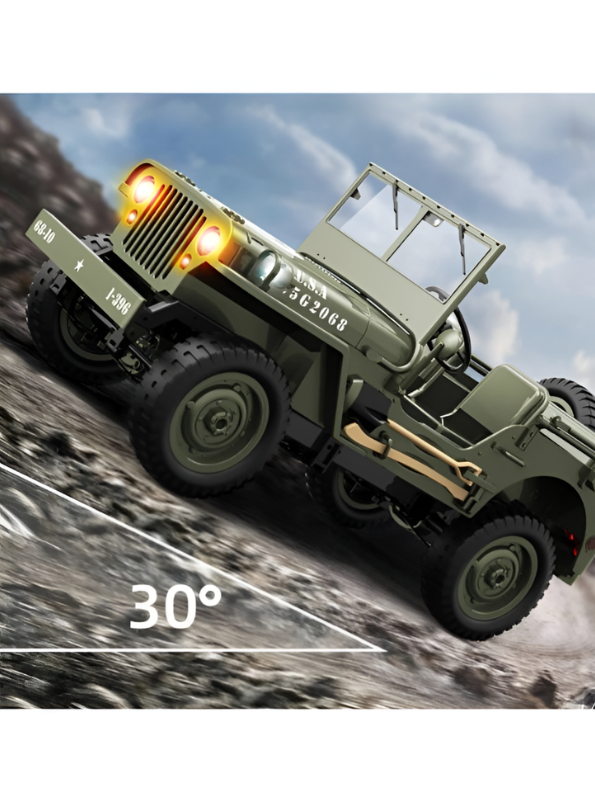 JJRC C8815 RC Military Jeep, Off-Road Crawler with LED Lights & Rechargeable Battery MD540.