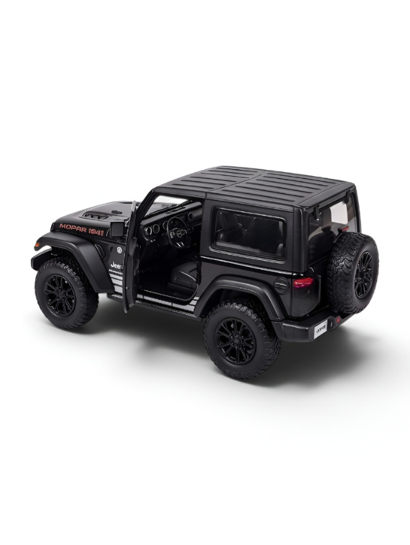 Jeep Wrangler Diecast Model Car 1:24 Scale | Black Off-Road Toy Truck Collectible Vehicle Replica for Display Die-Cast Model Car TV7082