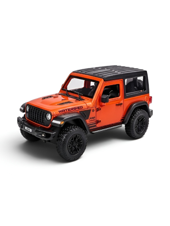 Jeep Wrangler Diecast Model Car 1:24 Scale | Orange Off-Road Toy Truck Collectible Vehicle Replica for Display Die-Cast Model Car TV7082