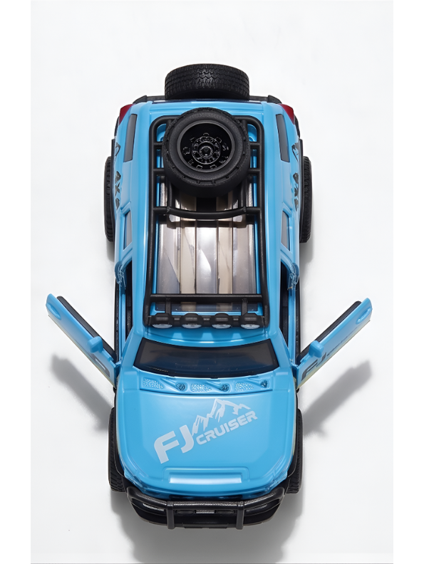 Diecast Jeep Wrangler Rubicon Off-Road - Blue 1:36 Scale Toy Car with Openable Doors and Roof Rack LMI12403