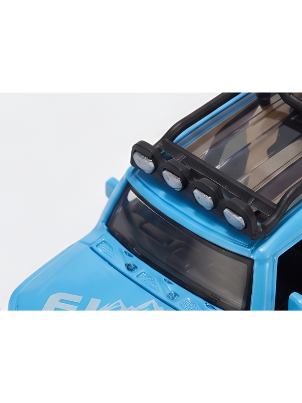 Diecast Jeep Wrangler Rubicon Off-Road - Blue 1:36 Scale Toy Car with Openable Doors and Roof Rack LMI12403