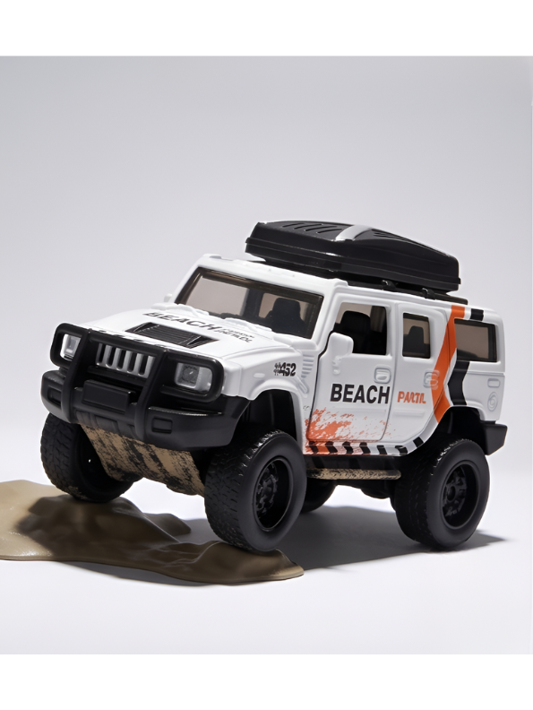 Diecast Jeep Wrangler Rubicon Off-Road - White 1:36 Scale Toy Car with Openable Doors and Roof Rack LMI12403