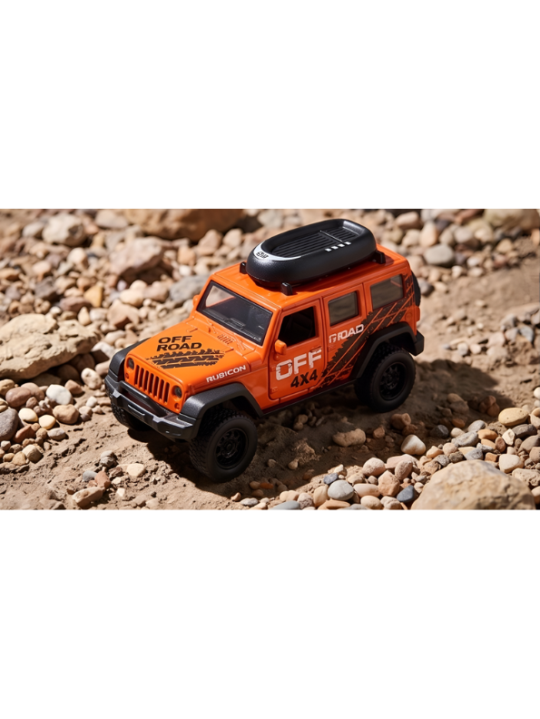 Pack Of 4 Diecast Jeep Wrangler Rubicon Off-Road - 1:36 Scale Toy Car with Openable Doors and Roof Rack LMI12403