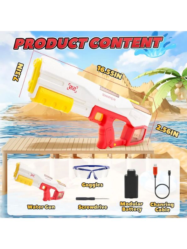 Saffron Blaze - JetForce 3000 - Electric Water Gun - 450CC, 39 FT Range, Electric & Manual Squirt Gun for Adults & Kids