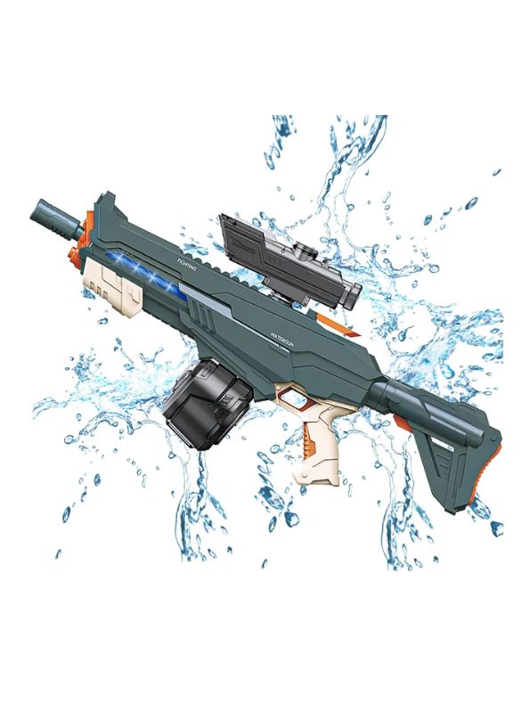 Glacier Green - StormJet X1 Electric Water Gun – LED Light-Up, Auto Suction, Long-Range Squirt Gun