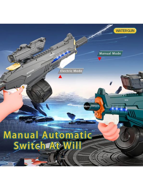 Glacier Green - StormJet X1 Electric Water Gun – LED Light-Up, Auto Suction, Long-Range Squirt Gun