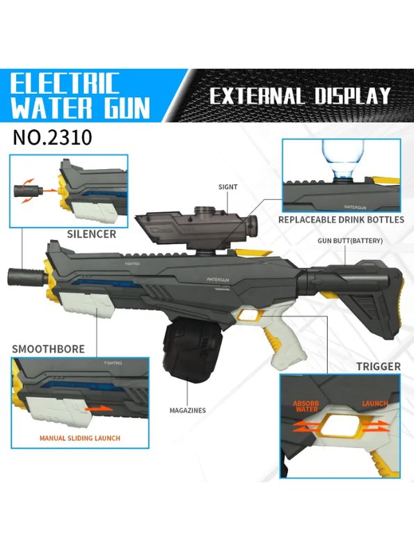 Glacier Green - StormJet X1 Electric Water Gun – LED Light-Up, Auto Suction, Long-Range Squirt Gun