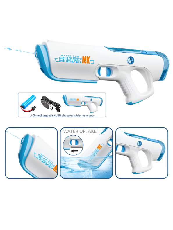 JetStream - Rechargeable Electric Water Gun | High-Speed Automatic Squirt Gun for Kids & Adults | Outdoor Summer & Holi Play Blue LMI14261.