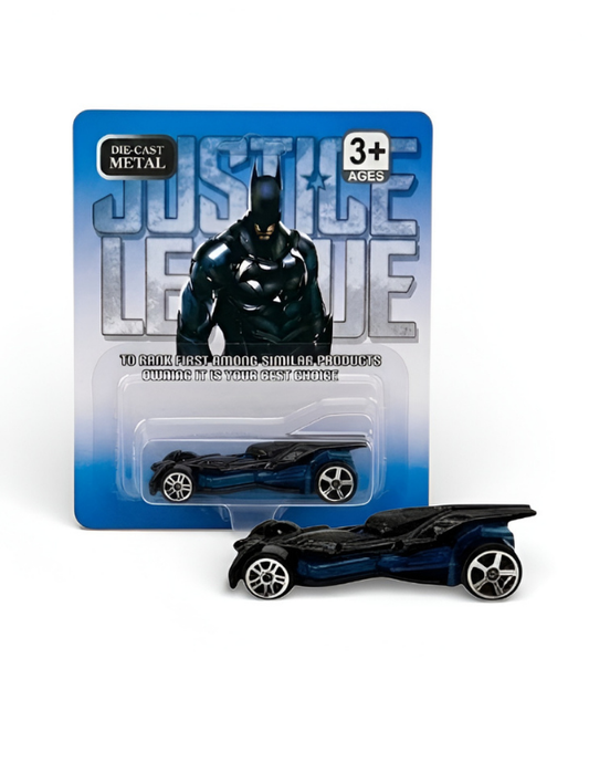 Justice League Batmobile Die-Cast Metal Toy Car – Black & Blue Stealth Racing Collectible Vehicle LMI16583.
