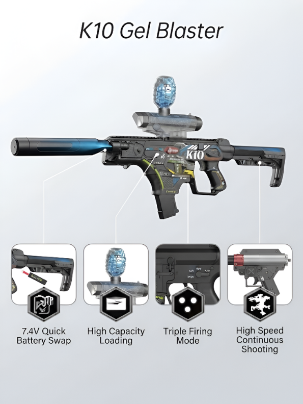 K10 Sniper Electric Gel Blaster Toy Gun with Multi-Shot Modes LMI16910
