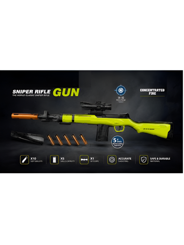 Kar98K Sniper Rifle Toy Gun – 16-32m Range Soft Bullet Blaster with Shell Ejection LMI13840