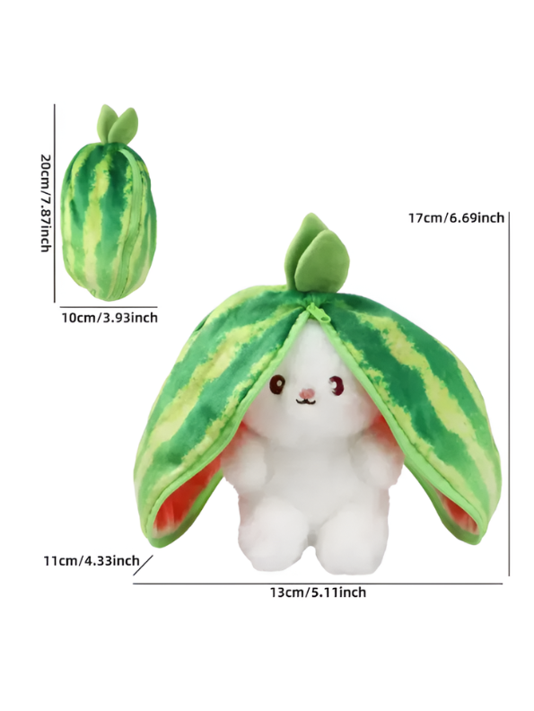 Kawaii 8-Inch Reversible Watermelon Bunny Plush – Cute White Rabbit Stuffed Toy ST14689.