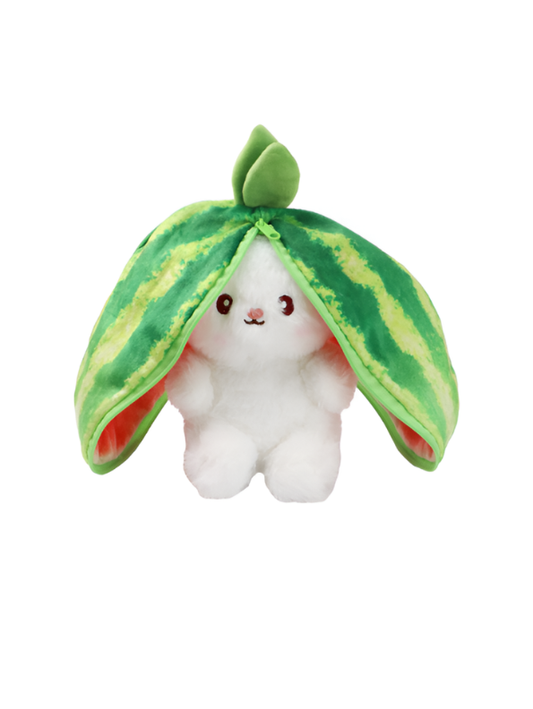Kawaii 8-Inch Reversible Watermelon Bunny Plush – Cute White Rabbit Stuffed Toy ST14689.