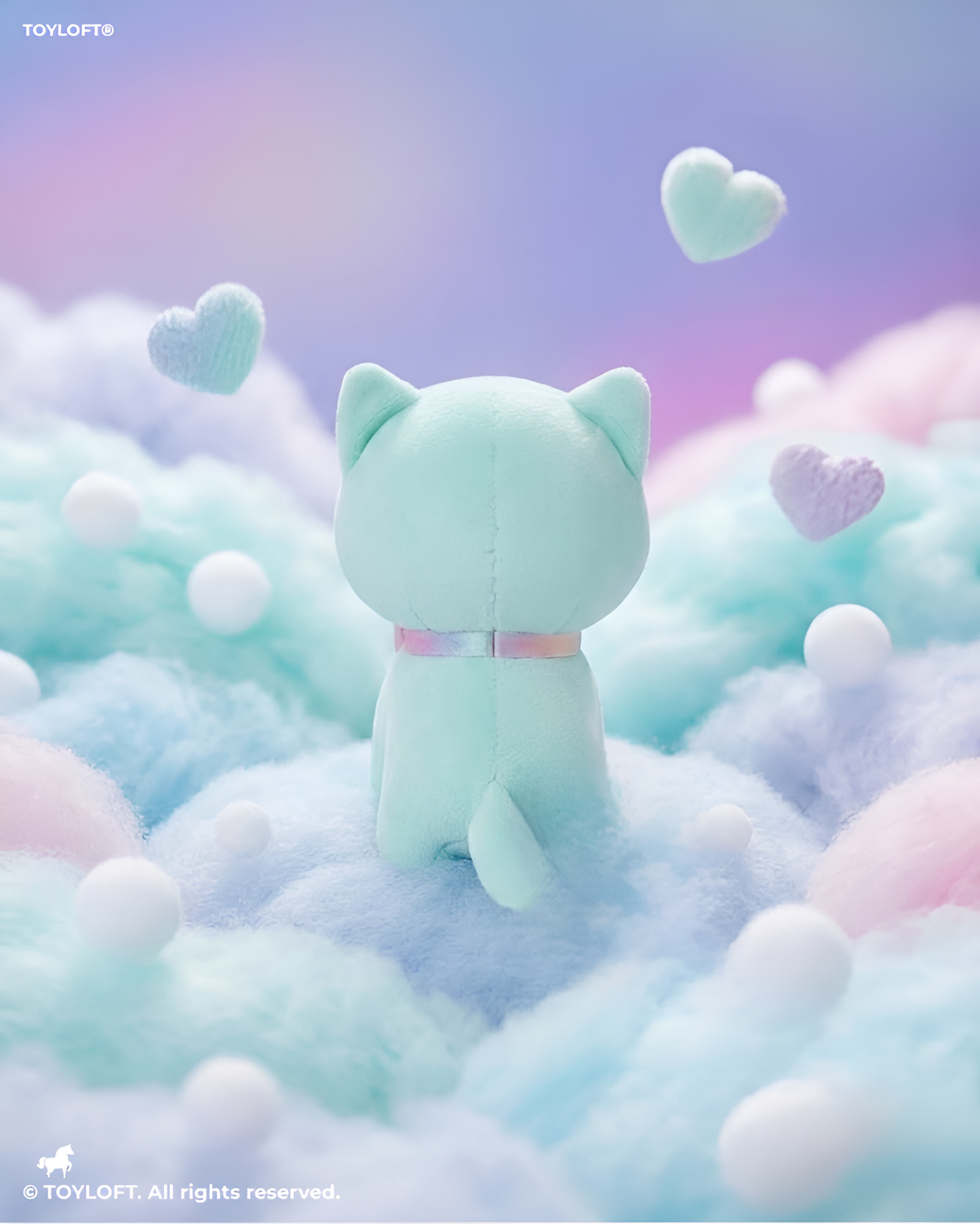 Kawaii Blue Kitty Soft Plush Toy 8 Inch – Ultra-Soft Stuffed Cat Doll with Rainbow Bow Tie for Kids & Girls ST11596