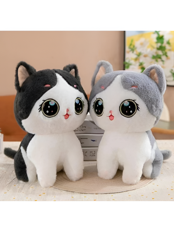 Kawaii Cat Plushie – Cute Chibi Kitten Stuffed Animal, Soft Anime-Style Cat Plush Toy ST15306.