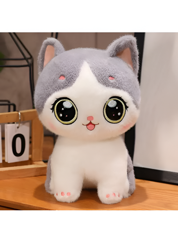 Kawaii Cat Plushie – Cute Chibi Kitten Stuffed Animal, Soft Anime-Style Cat Plush Toy ST15306.