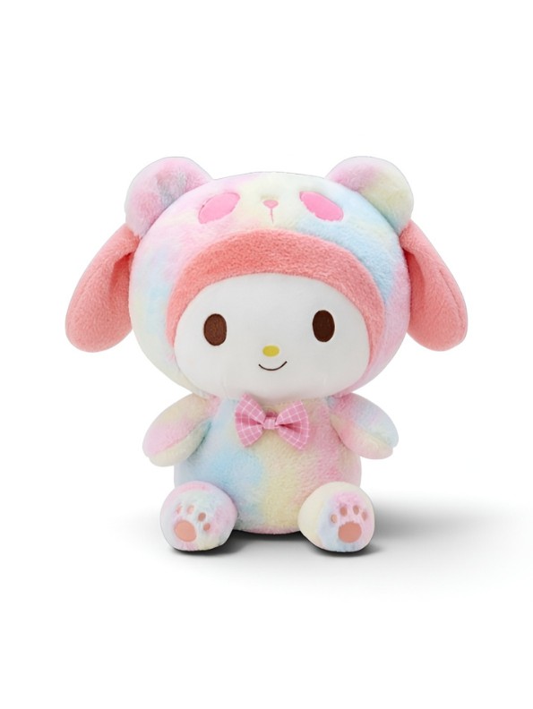Kawaii Pastel Tie-Dye Sanrio-Inspired Plush Toy – 10-Inch Cute Animal Stuffed Animal ST11480